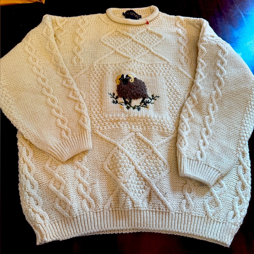 Acorn Cream Crewneck Sweater with Textured Knit